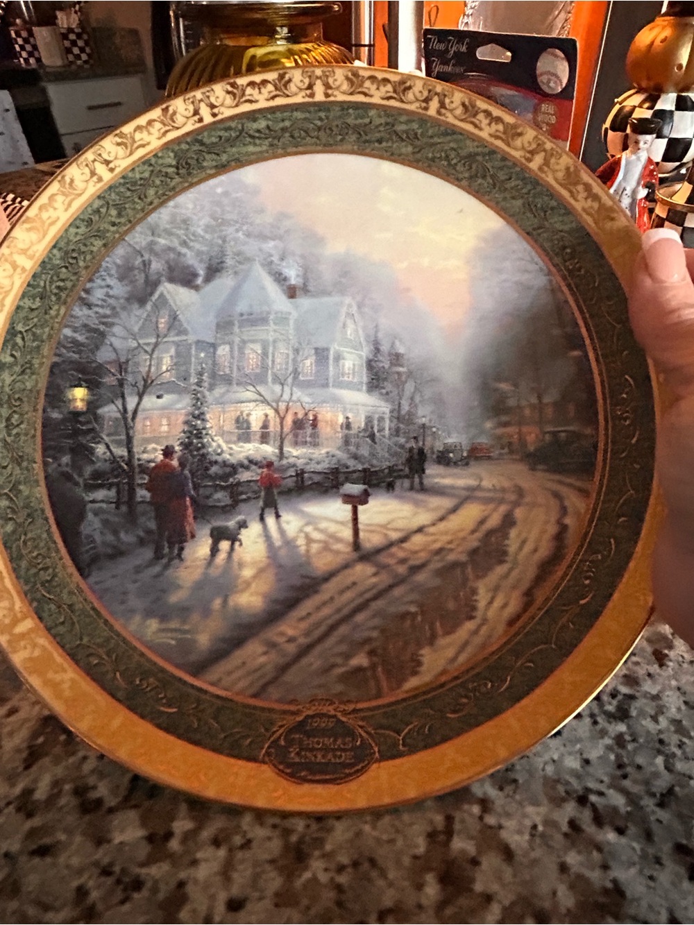 Thomas Kinkade Porcelain Collector Plate Backstamp in Black and White